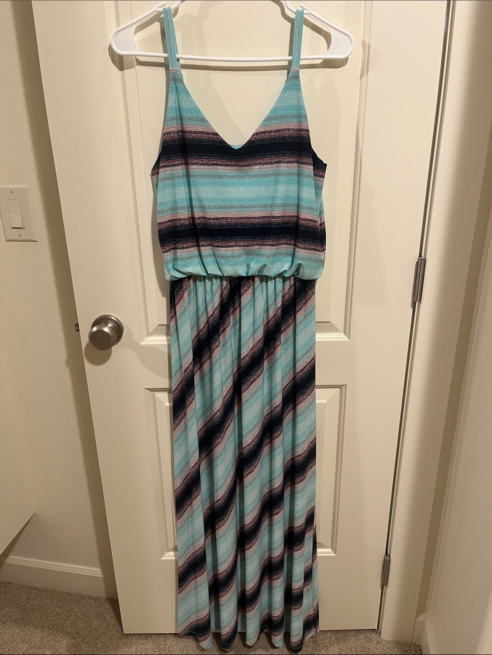 Maurices Aqua and Navy Layered Maxi Dress